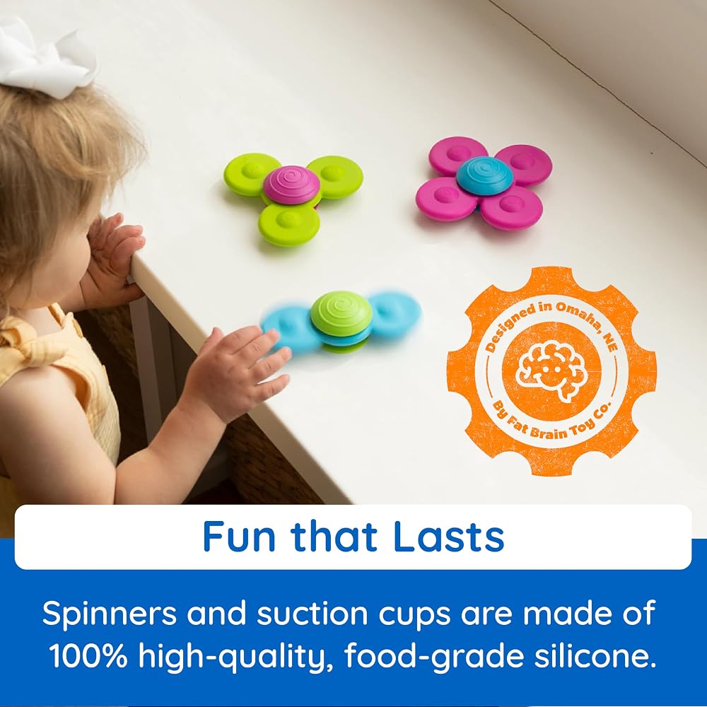Fat Brain Toys Wobble Squigz Набор из 3-х игрушек для малышей на присосках для прорезывания зубов от 10 месяцев FA210-1