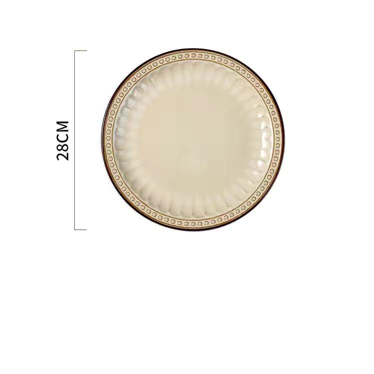 Европейская ретро посуда Керамический диск Тарелка для стейка Салатная тарелка Западная еда Обеденная тарелка Кухонные принадлежности