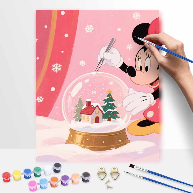 Disney Цифровая масляная живопись Рождественский снежный шар ручная роспись картина для домашнего декора