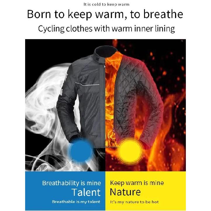 Men Motorcycle Armor Jacket Coat Summer Winter Warm Male Motorbike Riding Reflective Anti-collision Moto Protective Gear Jacket