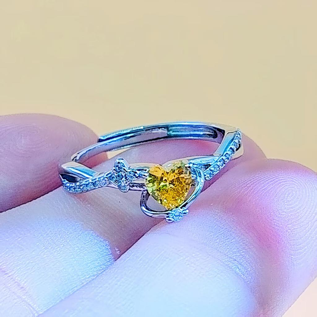 Pink Love Zir*****Pen Ring Women'S Light Luxury Sweetheart Planet Beautiful Girl Amethyst Women'S Ring