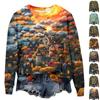 Women's Autumn And Winter Round Neck Long Sleeve Top Cute 3D Halloween Printed Pullover Sweater