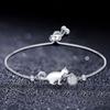 Sipengjel Fashion Pave Zircon Cat With Ball Bracelets Simple Silver Color Adjustable Bracelets On Hand For Women Jewelry