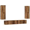 TV Wall Cabinets Set of 4 Rustic Wood Look Particleboard