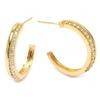 [M8751] - Gold Plated Hoop Earrings 'Déesse' Golden White - 25 Mm 4 Mm