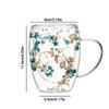 Heat Resistant Dried Flowers Glass Mugs 350ml Flower Cup Simple Coffee Mug  Home&Office