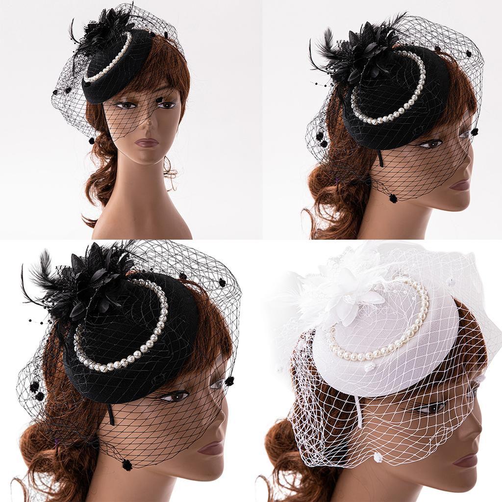 Feather Fascinator Women Fascinator Headband Tea Party Fascinator Derby Hat Cocktail Flower Fascinator Veil Mesh