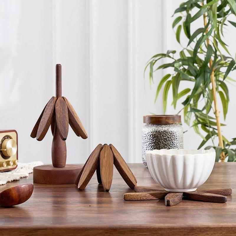 Tree Design Stand Wooden Trivets Anti Scald Heat Resistant Table Mat Coaster Wood Placemats Pot Kitchen Accessories