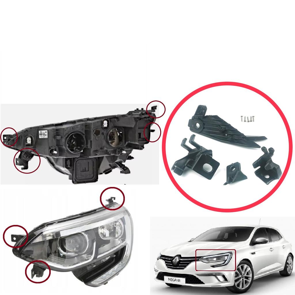 BHL546 Headlight Holder Mount Repair Bracket Tab Set Left Side for Renault Megane BFB K9A B9A MK4 2016-On 260601571R