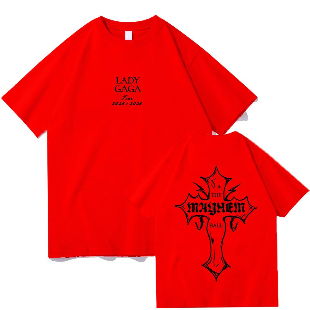 Футболка Lady Gaga MAYHEM с перекрестным вырезом, модные графические футболки для мужчин и женщин, хлопок, высококачественная одежда, уличный топ для активного отдыха