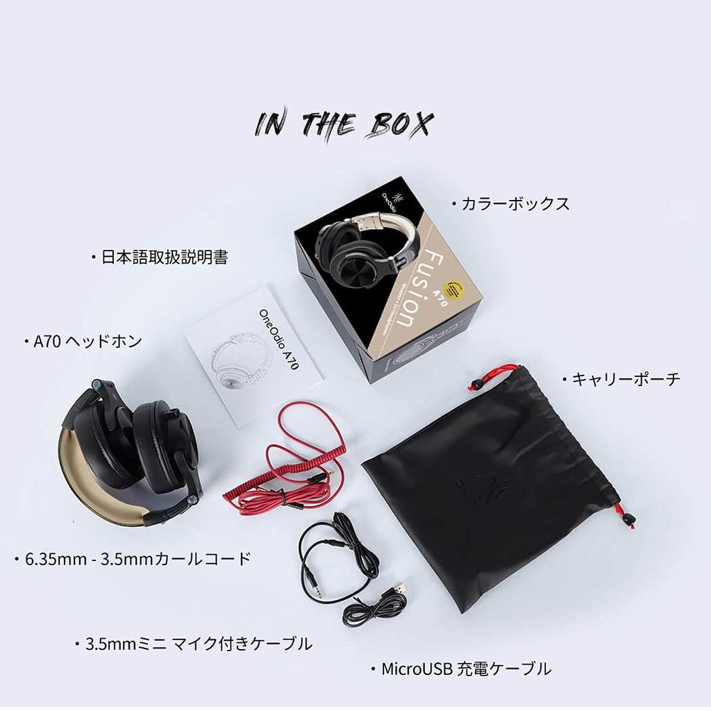 OneOdio A70 Bluetooth Wireless Up To 72 Hours of with Wired and DJ Detachable Studio Headphones, Over-ear Headphones, Playback, Microphone, Wireless,