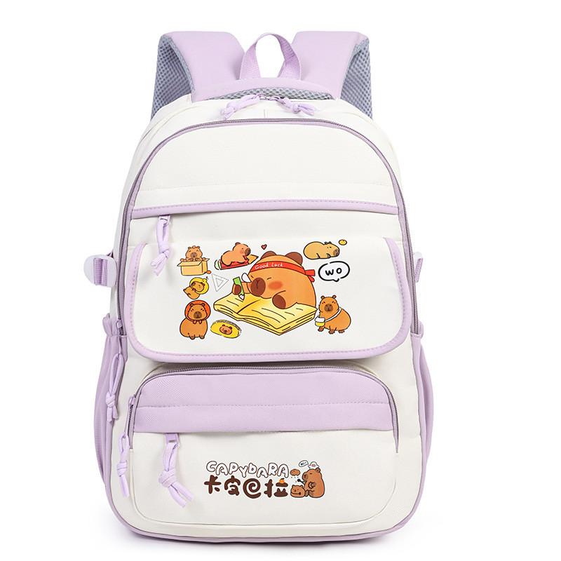 Capybara Kids Backpack With Cartoon Pattern And Lightweight Oxford Fabric For School Use