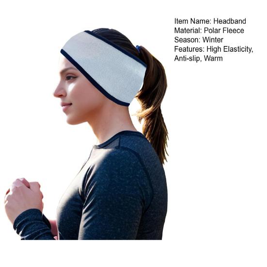 Ponytail Headband for Jogging Winter Polar Fleece Earmuffs Anti-slip Ear Protection High Elasticity Running Headband Outdoor Travel Accessory