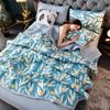 Summer Washed Cotton Quilt Air-Conditioning Comforter Soft Breathable Blanket Thin Leaf Print Bedspread Bed Cover Home Textiles