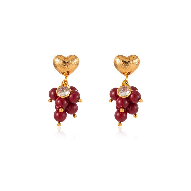 Retro love pendant grape string earrings elegant romantic light luxury exquisite earrings fashionable gentle elegant earrings women