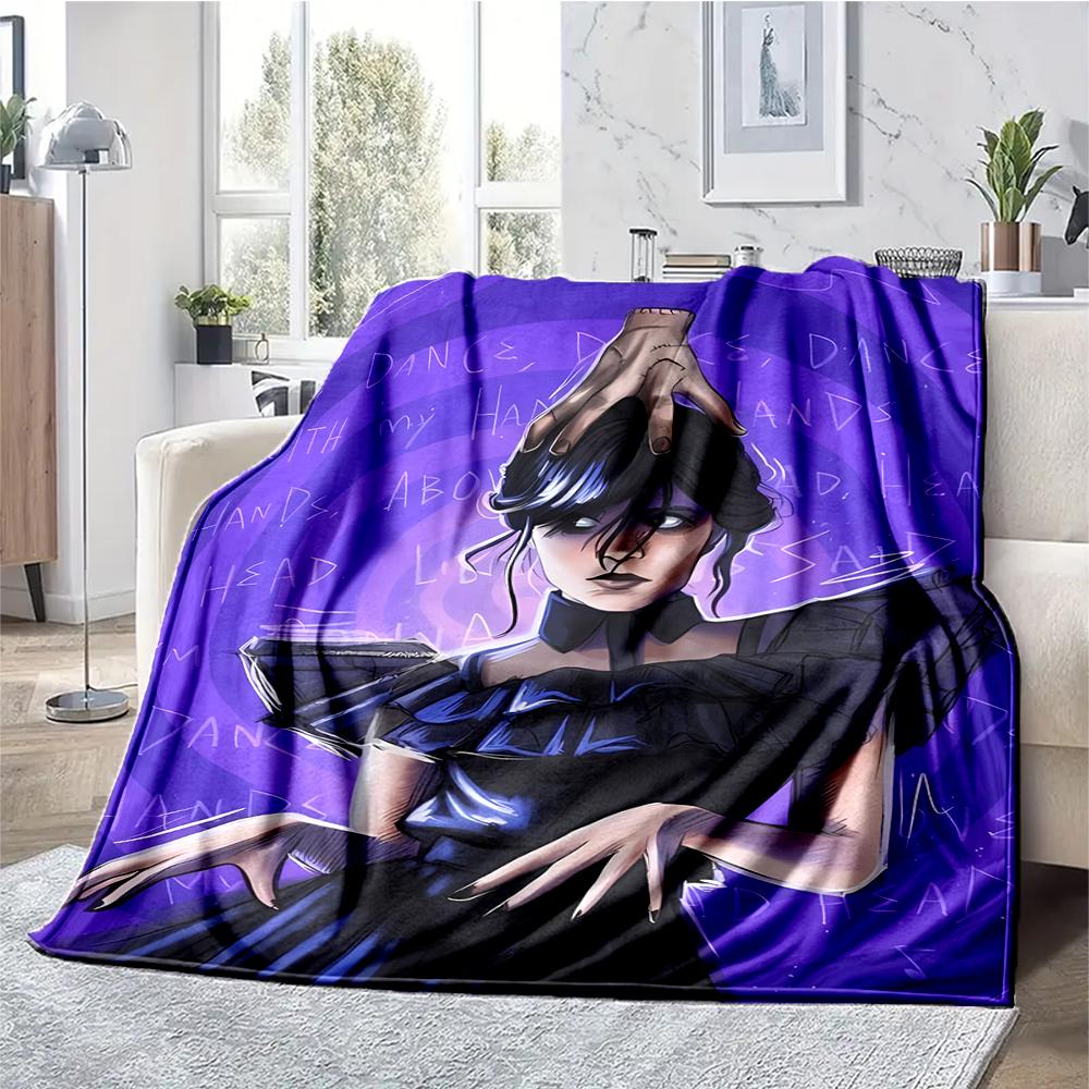 Wednesday Theme Printed Blanket - Perfect for Couch, Bed, Travel & Outdoor Use | Machine Washable, Cozy & Durable.