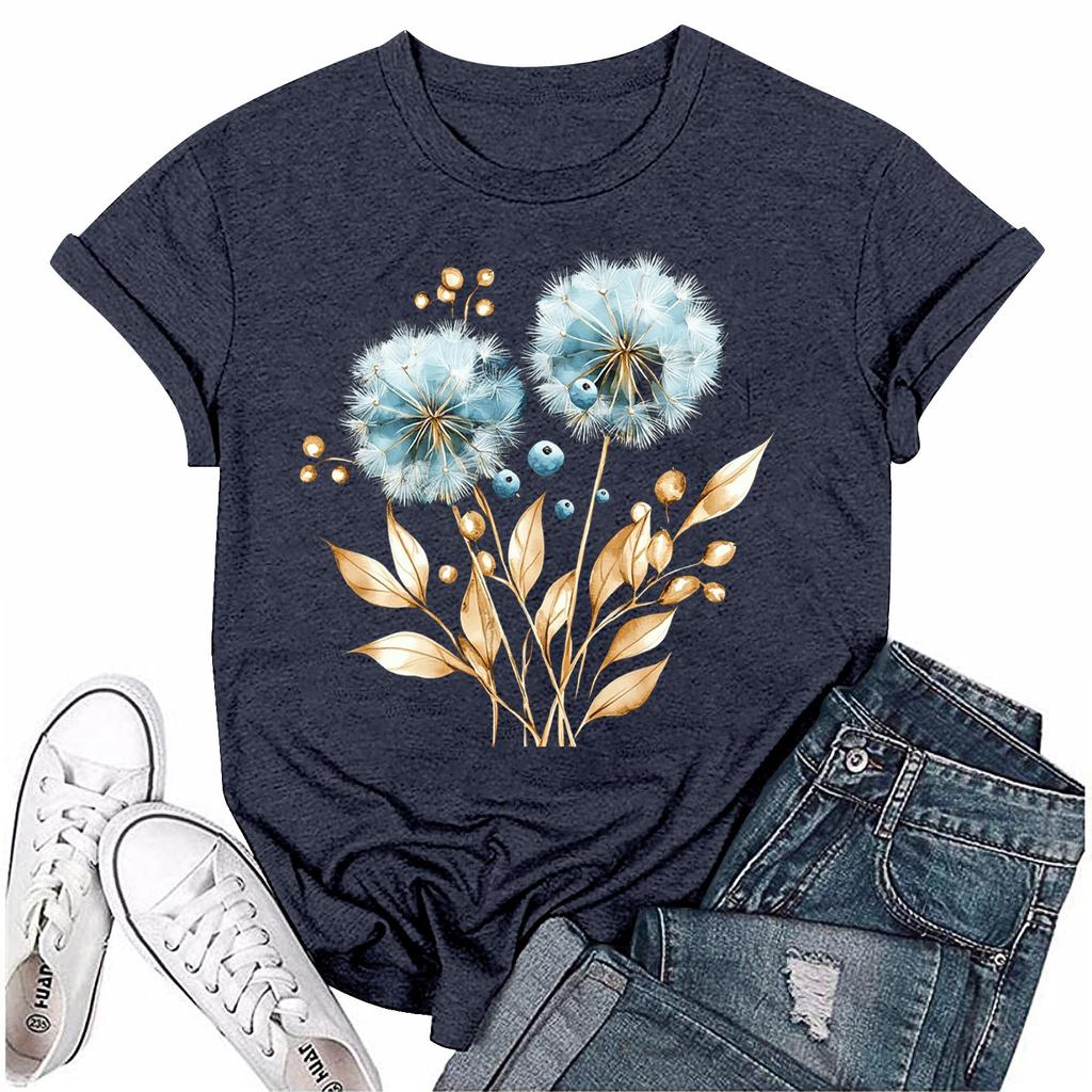 Женская мода с принтом, круглым вырезом, коротким рукавом, футболка, пуловер, топ