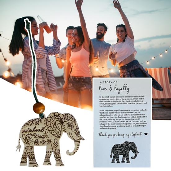 Украшение дружбы со слоном, деревянные подарки сестричеству со слоном с историей для женщин племени