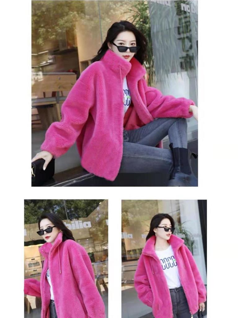 Seven Color Double-Sided Coral Fleece Jacket Winter Thickened Sherpa Coat Women's Sherpa Hoodie with Hood