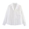 Модная женская рубашка с лацканами, длинными рукавами, вышивкой и карманами для женщин