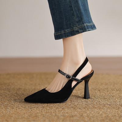 2025 весна и лето европейские и американские туфли на тонком каблуке легкие женские туфли на высоком каблуке однотонные остроносые модные туфли-одиночки интернет-знаменитости