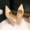 Новые пикантные туфли на среднем каблуке с острым носком, женские сандалии, дизайнерские летние брендовые туфли-лодочки, повседневная обувь с открытой пяткой, модельная рабочая обувь