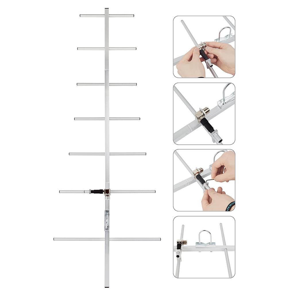 UHF Compatible 7 Element YAGI Yagi Antenna MJ Type Connector with U Type Bolt High Gain High Gain Outdoor Antenna Installation Required For Radio