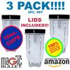 16oz Cups 6 Piece Set - 3 Replacement Cups WITH LIDS for Magic Blender LIDS INCLUDED