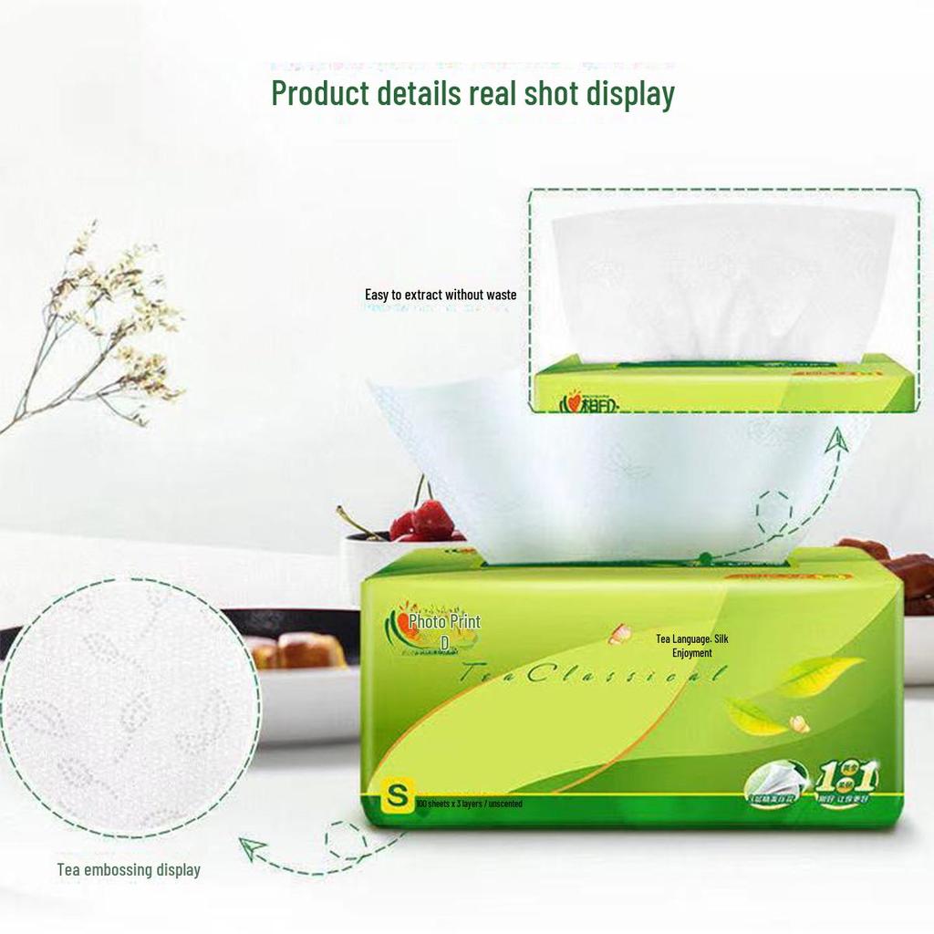 Xinxiangyin Tea Language 3-Ply Silk Tissue - 100 Sheets, 20 Pack Facial Napkins