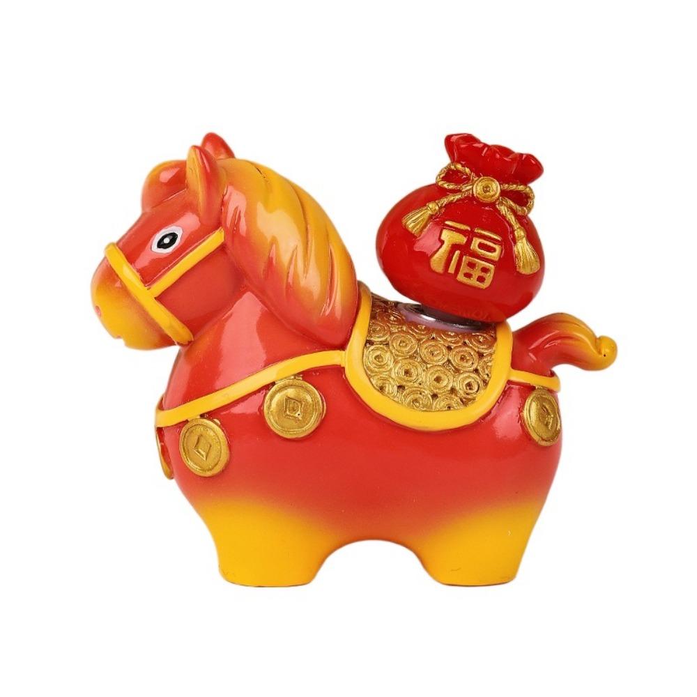 Handcrafted Zodiac Horse Ornaments Rotatable Zodiac Horse Figurines Chinese New Year
