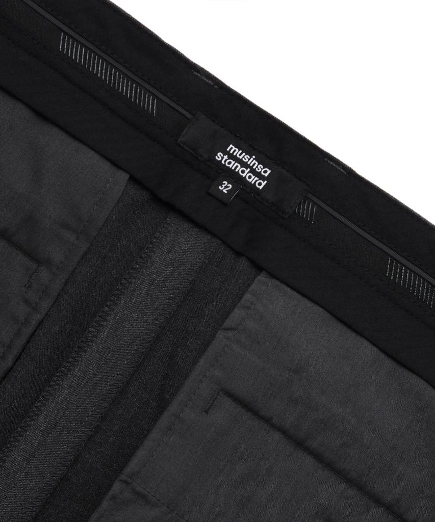 MUSINSA STANDARD Loose Tapered Hidden Banding Crop Slacks [Charcoal Gray]