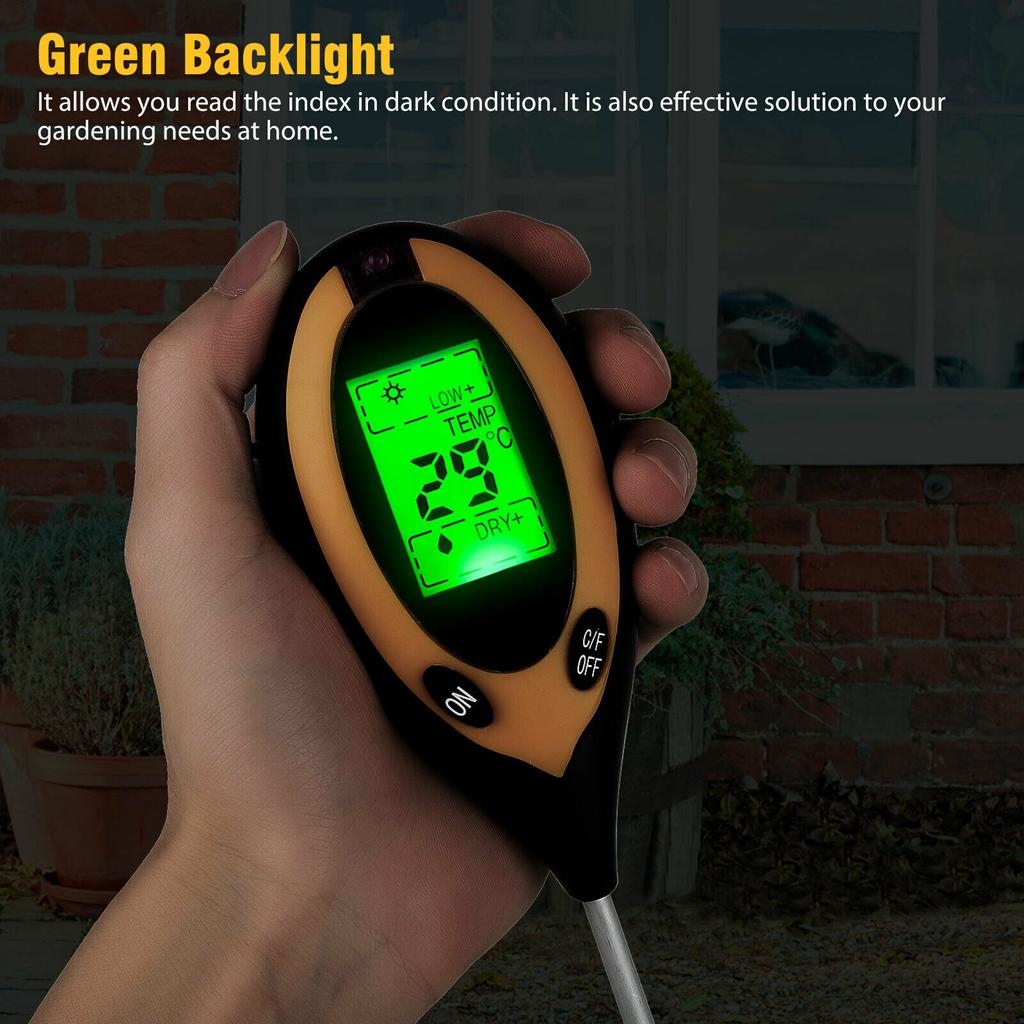 4 In 1 Digital Ph Soil Tester Lcd Display Multifunctional Fast Accurate Water Moisture Temperature Sunlight Test Meter