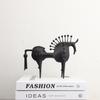 Metal Black Horse Sculpture Abstraction Horse Figurine Handicraft Artificial Animal Sculpture Decorative Figurines Home Decor
