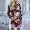 Autumn and Winter Women's Sweatshirt Fashion Mid-Length Hoodie Printed Hooded Sweatshirt Dresses