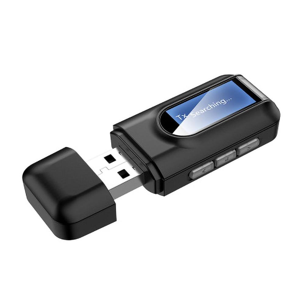 Приемник Bluetooth 5.0, передатчик, беспроводной аудиосигнал с адаптером ЖК-экрана, 3,5 мм, AUX, автомобильный Bluetooth, громкая связь