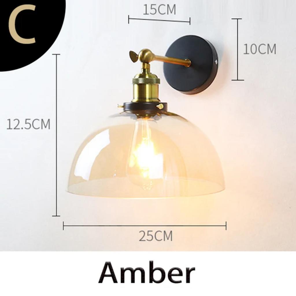 New Stylish Retro Vintage Industrial Loft Wall Sconce with Clear Glass Shade and Metal Triangle Oval Design - Vintage Industrial