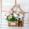 Wooden Wall Planter with Artificial Flowers Potted Fake Flowers Home Wall Decor
