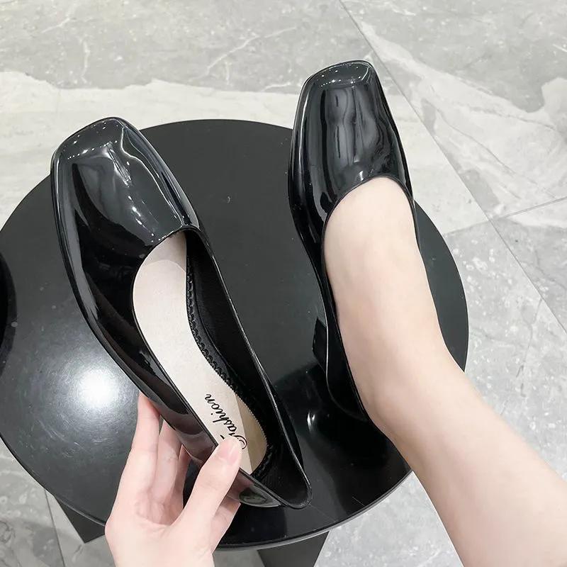 WTEMPO Офисные женские водонепроницаемые нескользящие мягкие рабочие туфли на толстом каблуке женские большие размеры однотонные повседневные туфли