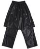 Disco Donut Elastic Waist Half-Cut Long Pants_Leather Black