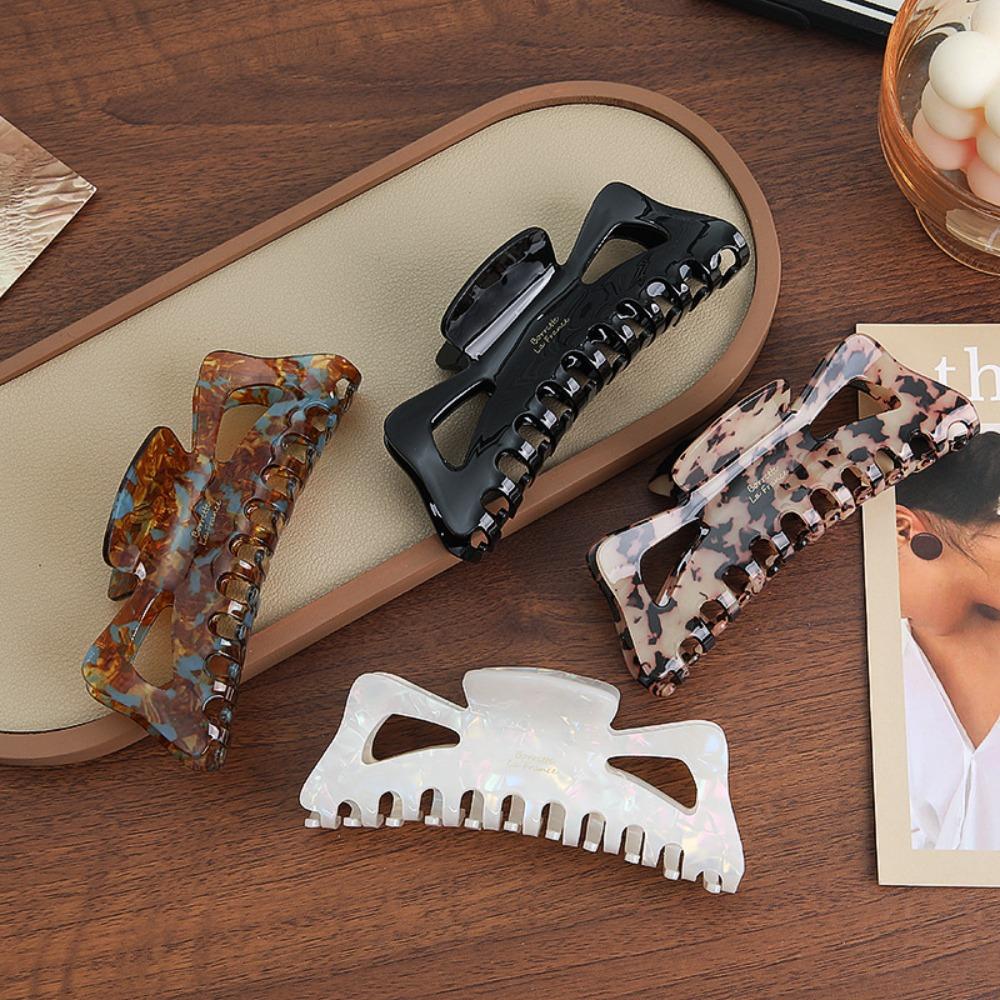 Hollow Bowknot Hair Claw Sweet Large Shark Clip Cute Ponytail Clip  Female