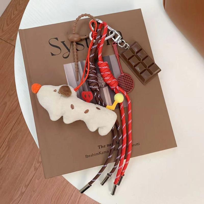 Креативный мультяшный щенок плюшевый брелок плетеный веревочный брелок сумка подвеска сумки подвесное украшение пара держатель для ключей