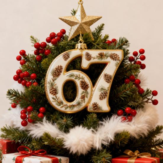67 Christmas Ornament 2D Flat Funny Six Seven Meme Christmas Decoration Gifts for Teens Adults Humor Lovers
