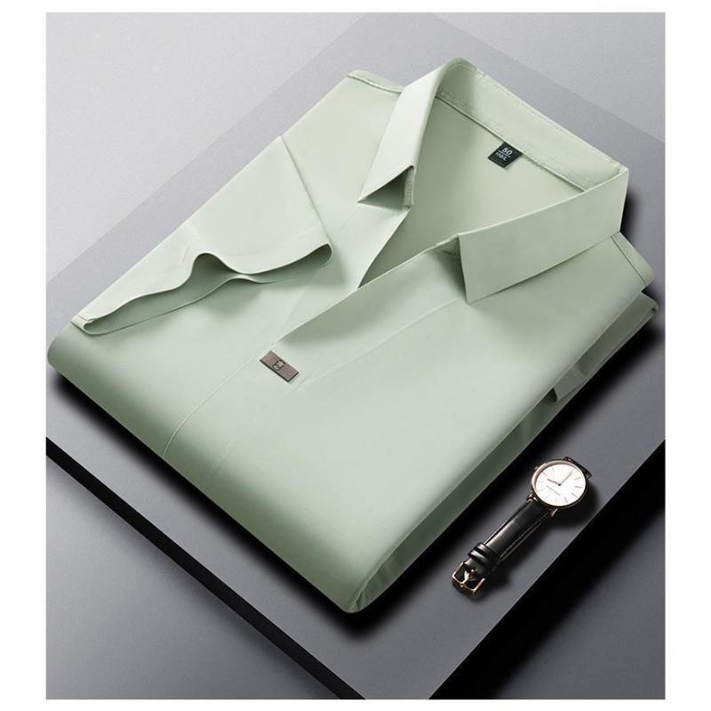 New Men's Casual and Fashionable Solid Color Short Sleeved  Business Polo Shirt Comfortable  Summer T-shirt
