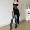 2024 Summer Women's Hollow Lace Irregular Hem Dress - European & American Sexy Chic
