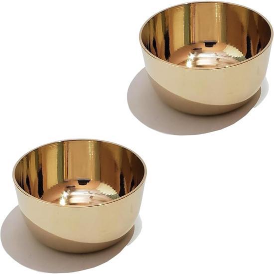 Solid Bronze/Kansa Plain Bowl (Gold, 150ml) 4 Piece