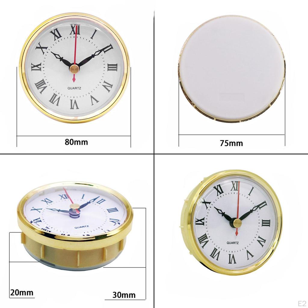 Quartz Clock Insert Round Movement White Dial Gold (3 Inch/80 Mm)