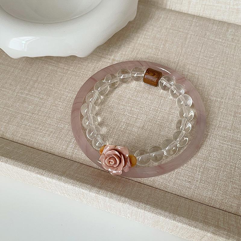 Новый китайский браслет из розового кристалла, комплект из двух предметов, женский изысканный, крутой, индивидуальный, трендовый, универсальный браслет, ювелирные изделия
