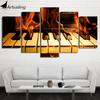 HD Printed 5 Piece Canvas Art Piano Keys Fire Painting Framed Modular Wall Pictures for Living Room