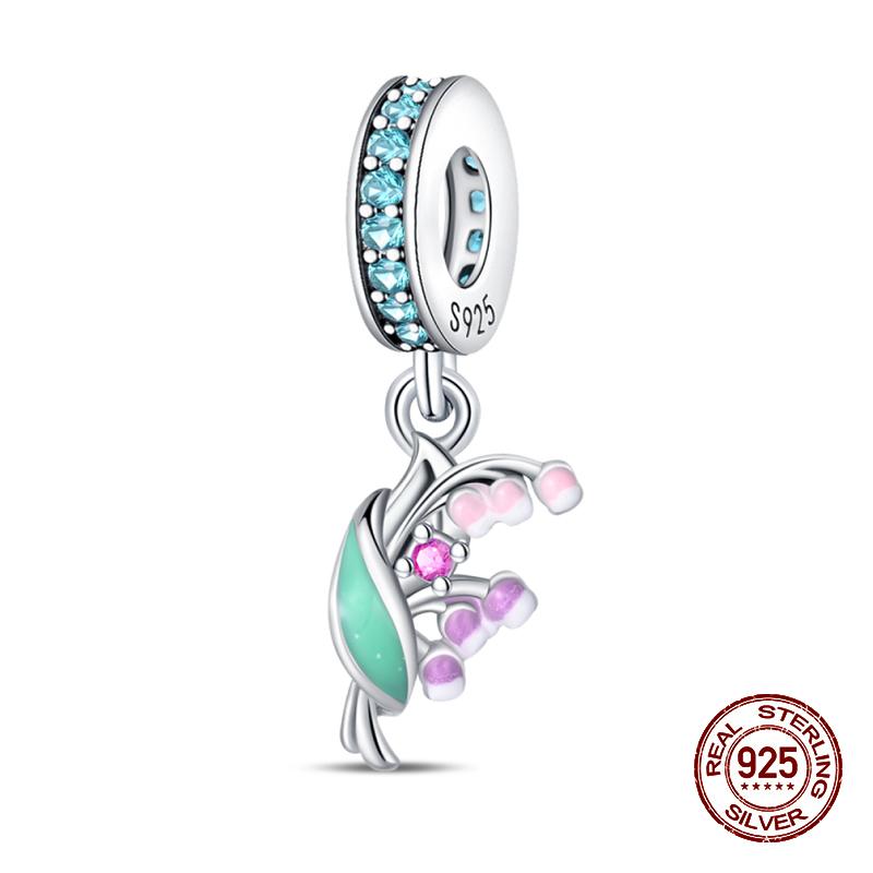 Новинка, 100% стерлингового серебра 925 пробы, цветы, драгоценные камни, подвески-бабочки, бусины, подходят для оригинального браслета 925 пробы, сделай сам, теплые украшения, подарок на день рождения