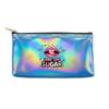 Trendy Pink Lips Lollipop Pattern Laser Cosmetic Makeup Bag,Holographic Travel Toiletry Organizer Pouch for Girls Women Daily Gift